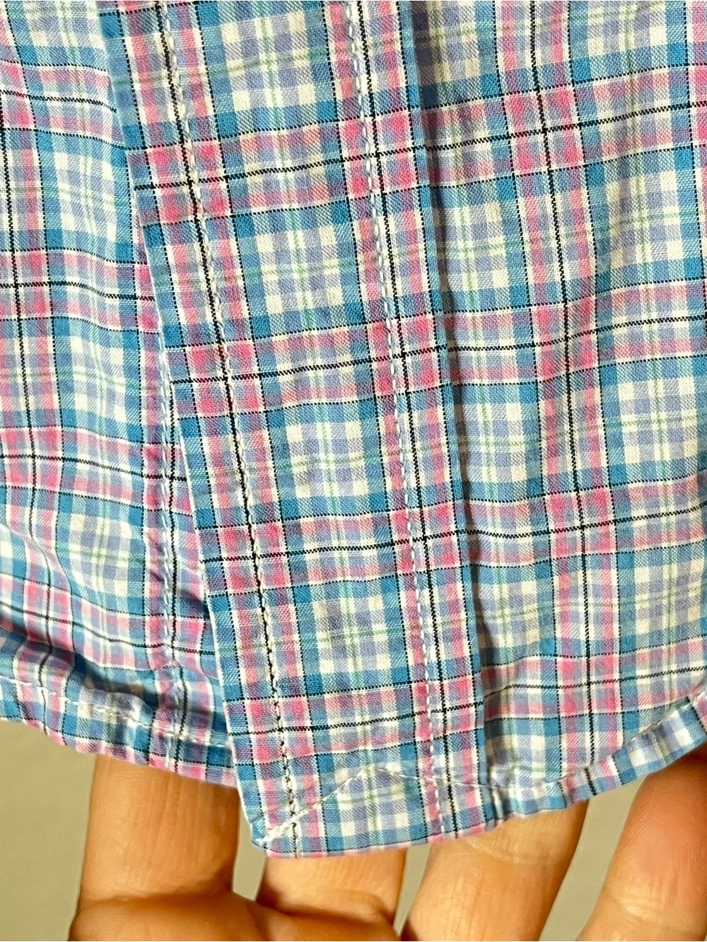 Ralph Lauren Boys 8 Blue Pink Plaid Cotton Button Down Shirt Preppy Fall